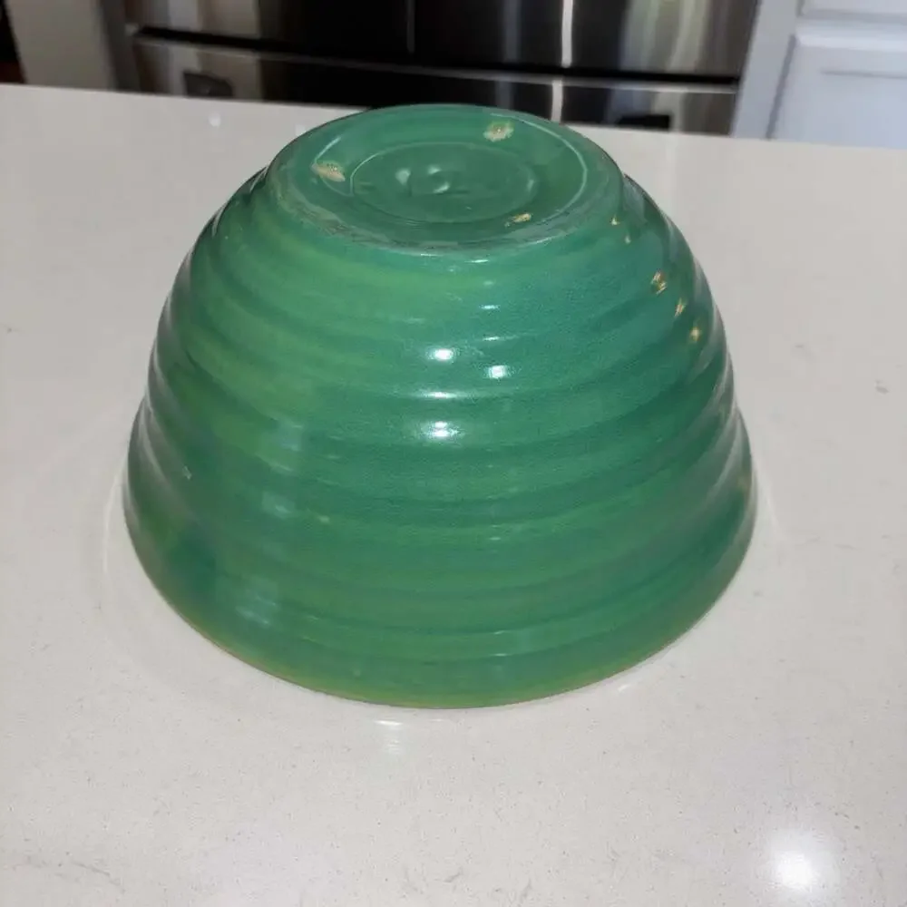 Vintage Bauer Pottery Ring Ware #12 Mixing Bowl Jade Green Beehive 9.5”